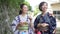 Yukata woman walking with yo-yo and fried noodles