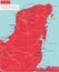 Yukatan peninsula detailed editable map