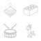 Yula, lego, drum, giraffe.Toys set collection icons in outline style vector symbol stock illustration web.