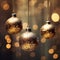 Yuletide Glow: Golden Christmas Ornament against Bokeh background. Generative Ai.