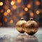 Yuletide Glow: Golden Christmas Ornament against Bokeh background. Generative Ai.
