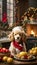Yuletide Whiskers: Poodle Conjures a Festive Christmas Dinner in the Kitchen