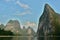 Yulong river and countless of lime stone hills in Yangshuo county in China.