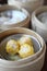 Yumcha , dim sum in bamboo steamer