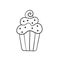 Yummy cake in a linear style. Doodle. Vector illustration