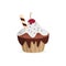 Yummy cherry cupcake. Sweet food. Vector illustration
