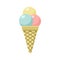 Yummy cold sweet ice cream, color vector illustration