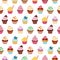 Yummy cupcakes seamless pattern