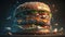 Yummy Hamburger In Front Of Dark Background, Fast Food Concept - Generative AI