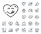 Yummy smile line icon. Emoticon with tongue sign. Comic heart. Crepe, sweet popcorn and salad. Vector