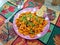 Yummy Spicy Indian snack food Pohe served on dining table