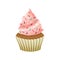 Yummy sweet cupcake with cream, color vector illustration