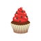 Yummy sweet cupcake with cream, color vector illustration
