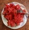 Yummy watermelon in the plate