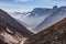 Yumthag Valley that view from high level to see the devious road line in winter at Lachung. North Sikkim, India