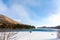 Yunoko lake cover with snow in winter at Nikko city, Japan