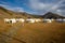 A yurt camp in front of the Khangai Mountains at central mongolia