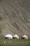 A yurt camp in the Tian Shan Mountains of Kyrgyzstan. Many Kyrgyz still live a nomadic lifestyle