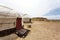 Yurt campsite in the Kyzylkum desert in Northern Uzbekistan, Asia