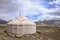 The yurt in front of Karakul Lake in Xinjiang Uighur Autonomous Region of China