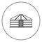 Yurt of nomads Portable frame dwelling with door Mongolian tent covering building icon in circle round outline black color vector