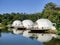 Yurt-style hotel room by the lake near the campsite