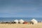 Yurts on the border of lake Song Kol, Kyrgyzstan