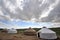 Yurts with clouds