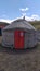 Yurts in the village in Pamir highway, Kyrgyzstan