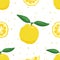 Yuzu japanese citron fruit seamless pattern vector illustration.