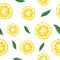 Yuzu japanese citron fruit seamless pattern vector illustration.