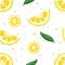 Yuzu japanese citron fruit seamless pattern vector illustration isolated on white background.