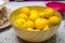 Yuzu lemons in a bowl