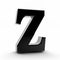 Z alphabet black color word on white background illustration 3D rendering