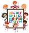 A-Z Alphabet board with many kids doing different activities