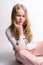 Z-generation. teenage girl posing in studio on a white background