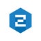 Z Initial Logo Design With Blue Hexagon, Flat Icon Design With Long Shadow