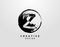 Z Letter Logo With Circle Grunge Element. Retro Circle Splatter logo design template