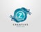 Z Logo With Blue Splash Element. Blue Wave logo design template