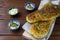Za`atar bread, a lebanese or turkish or arabic bread made with sumac, sesame  seeds  olive oil served with labneh or labane on top