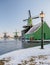 Zaanse Schans Netherlands a Dutch windmill village during sunset whit wooden house holland