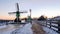 Zaanse Schans Netherlands a Dutch windmill village during sunset whit wooden house holland