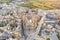 Zabbar Parish Church on the island of Malta, aerial view above, around typical houses buildings