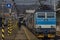 Zabreh station with passenger and cargo trains in sunny day