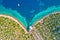 Zadar archipelago Galesnjak island coastline sailing bay aerial view