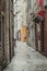 ZADAR, CROATIA - Jan 01, 2021: Narrow historical streets in the old city Zadar