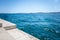 Zadar, Croatia â€“ August 2021. idyllic promenade on the shores of the blue Adriatic Sea on the shores of the city of Zadar