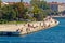 Zadar waterfront people on sea organs