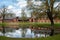 Zagare manor stables on a sunny spring day, Lithuania