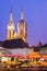 Zagreb Cathedral from Dolac market place